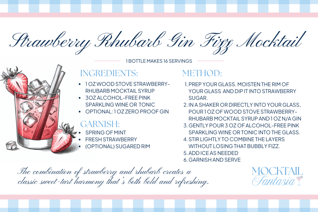 Strawberry Rhubarb Gin Fizz Mocktail Recipe