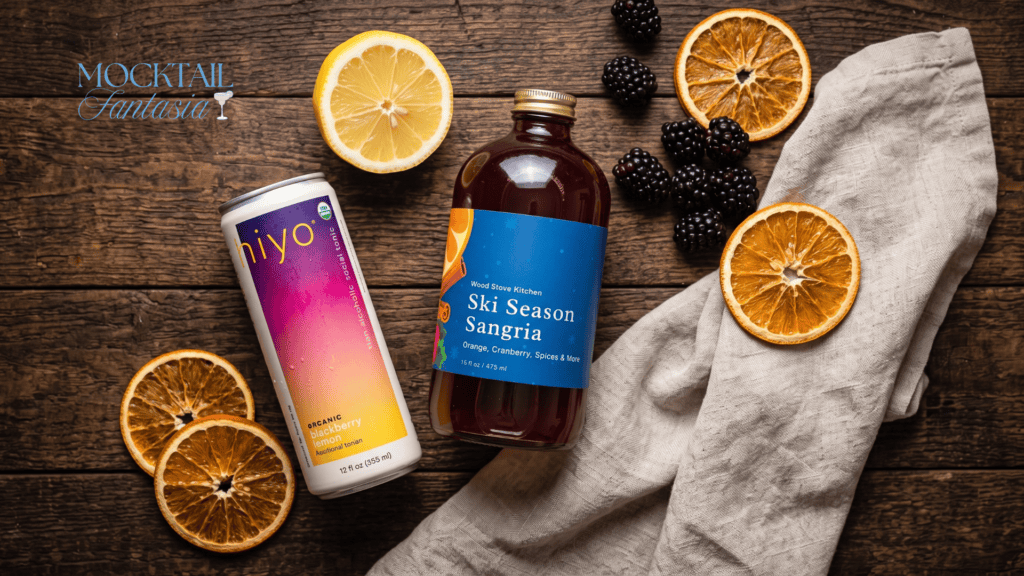 blackberry mocktail ingredients with Hiyo Blackberry Lemon and Wood Stove Kitchen Ski Season Sangria