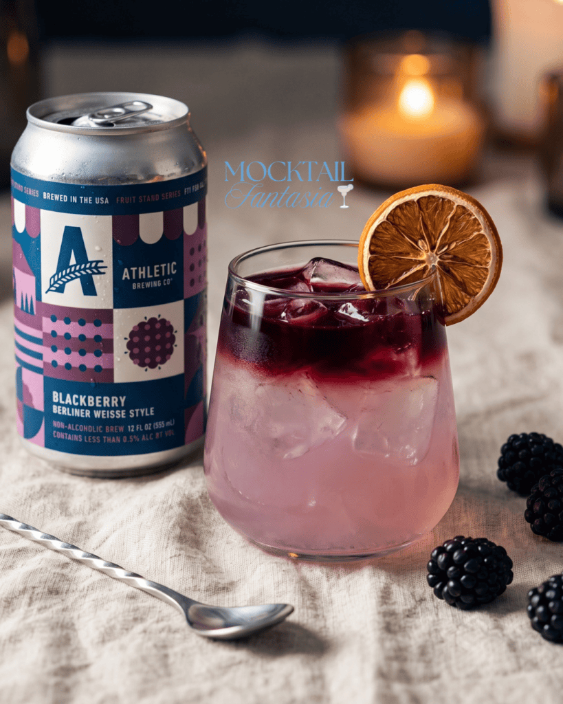 Moonlit Sour blackberry sour mocktail with ruby red float