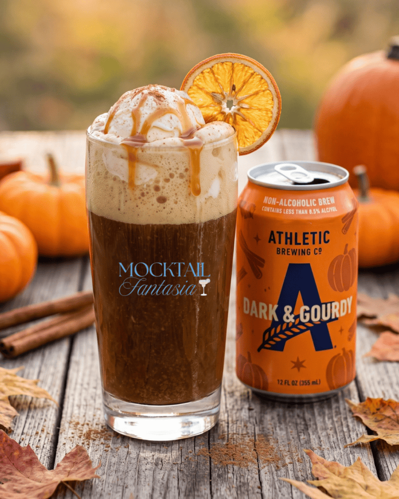 Jack-o'-Lantern Float pumpkin spice float with caramel drizzle